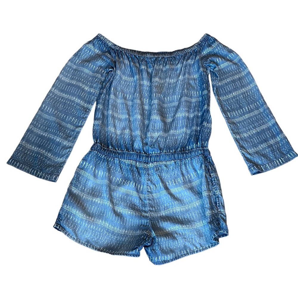 Cloth & Stone Anthropologie Off The Shoulder Denim Chambray Romper Women… - Picture 4 of 15